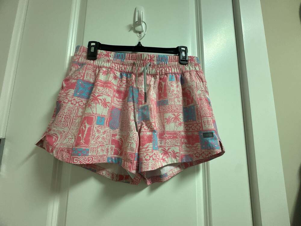 AFTCO Strike Printed Swim Trunks in Flamingo Pink